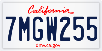 CA license plate 7MGW255