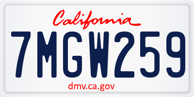 CA license plate 7MGW259