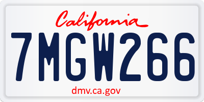 CA license plate 7MGW266