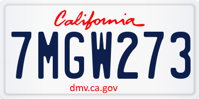 CA license plate 7MGW273