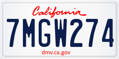 CA license plate 7MGW274