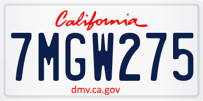 CA license plate 7MGW275