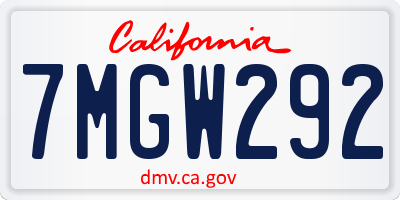 CA license plate 7MGW292
