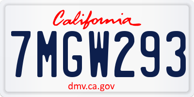 CA license plate 7MGW293