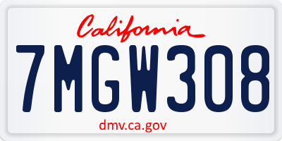 CA license plate 7MGW308