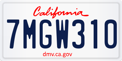 CA license plate 7MGW310