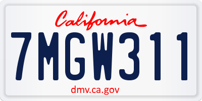 CA license plate 7MGW311
