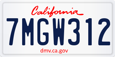 CA license plate 7MGW312