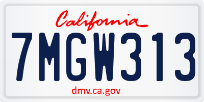 CA license plate 7MGW313
