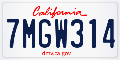 CA license plate 7MGW314