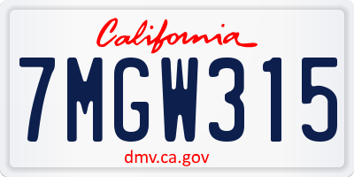 CA license plate 7MGW315