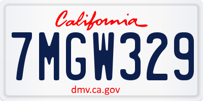 CA license plate 7MGW329