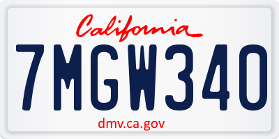 CA license plate 7MGW340