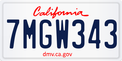 CA license plate 7MGW343