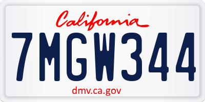 CA license plate 7MGW344