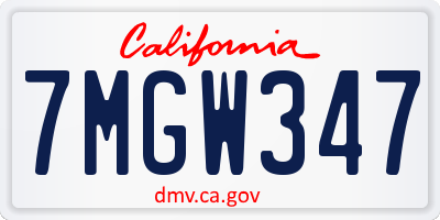 CA license plate 7MGW347