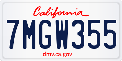 CA license plate 7MGW355