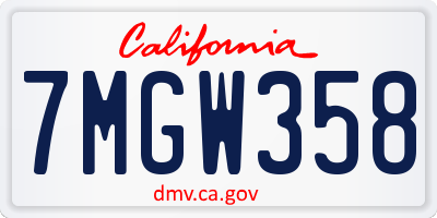 CA license plate 7MGW358