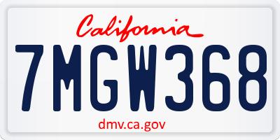 CA license plate 7MGW368