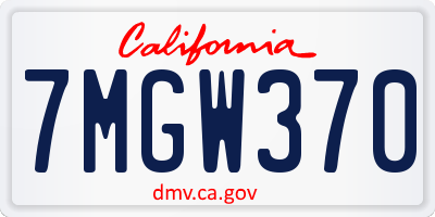 CA license plate 7MGW370