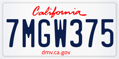 CA license plate 7MGW375