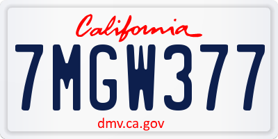CA license plate 7MGW377