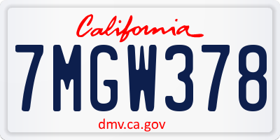 CA license plate 7MGW378