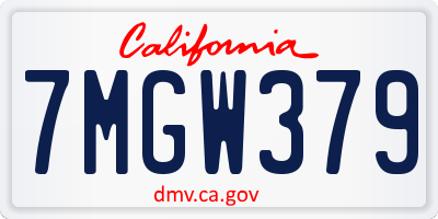 CA license plate 7MGW379