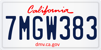 CA license plate 7MGW383