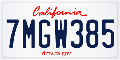 CA license plate 7MGW385