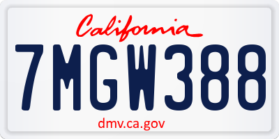 CA license plate 7MGW388