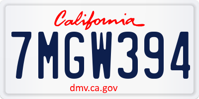 CA license plate 7MGW394