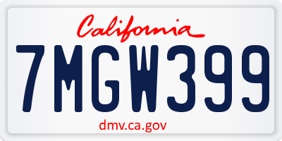 CA license plate 7MGW399