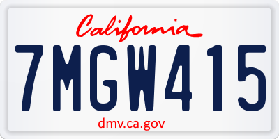 CA license plate 7MGW415