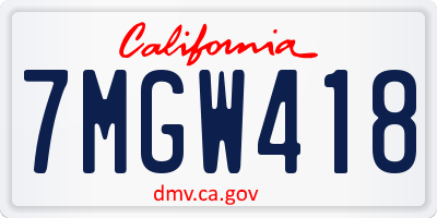 CA license plate 7MGW418