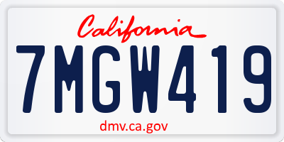 CA license plate 7MGW419