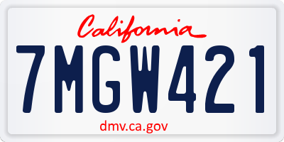 CA license plate 7MGW421