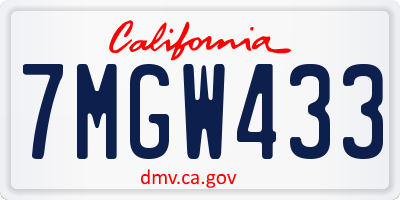 CA license plate 7MGW433