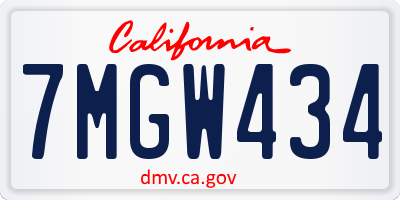 CA license plate 7MGW434