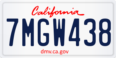 CA license plate 7MGW438