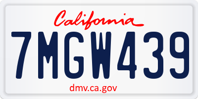 CA license plate 7MGW439