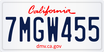 CA license plate 7MGW455