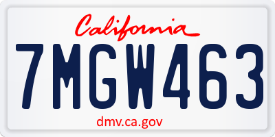 CA license plate 7MGW463
