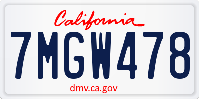 CA license plate 7MGW478