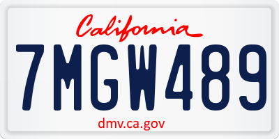 CA license plate 7MGW489