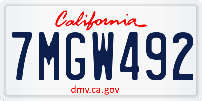 CA license plate 7MGW492
