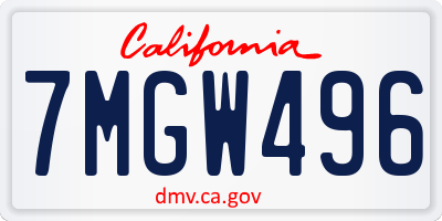 CA license plate 7MGW496