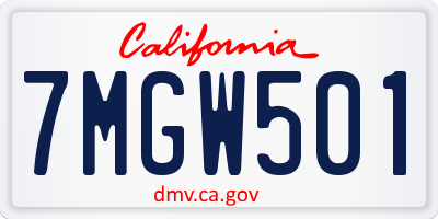 CA license plate 7MGW501