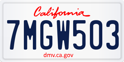CA license plate 7MGW503