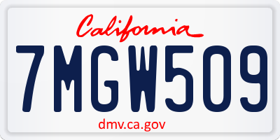 CA license plate 7MGW509